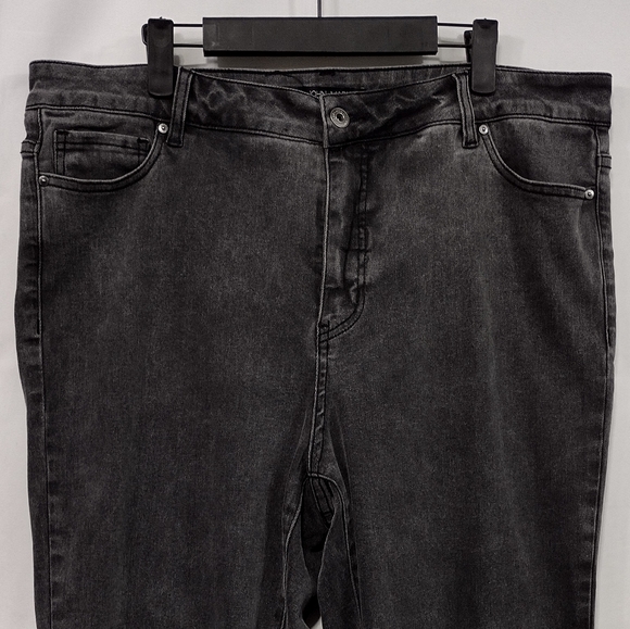 John Mark Fringe Hem Boyfriend Jeans Womens 16W Black Boho Retro 90s Y2K Casual - Picture 2 of 8